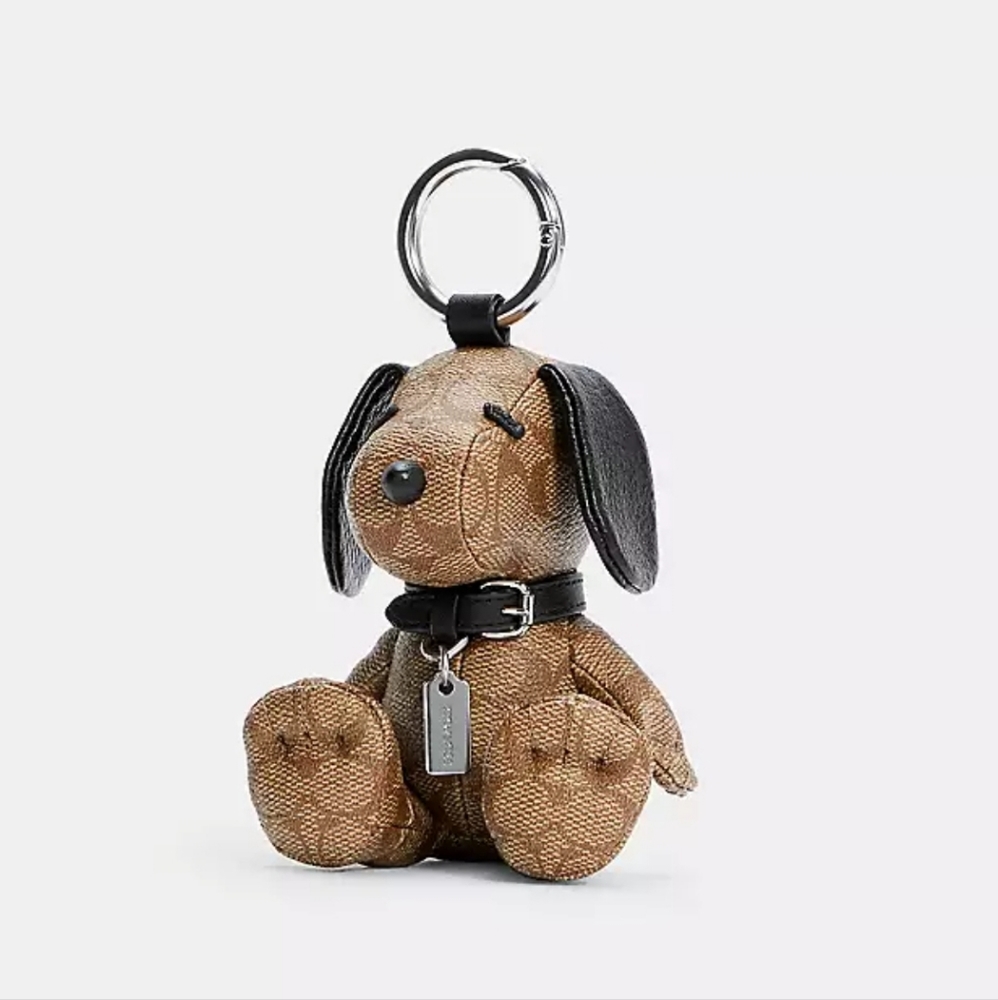 NIB Coach X Peanuts Snoopy Collectible Bag Charm In Signature Canvas